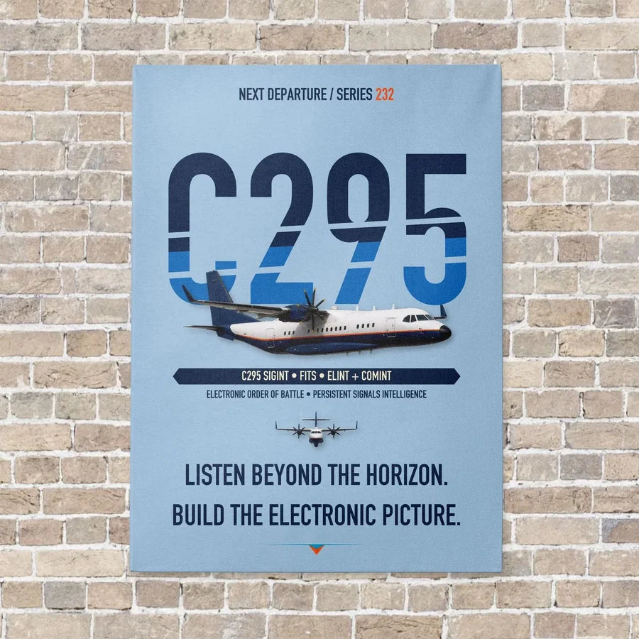 Airbus C295 SIGINT vertical canvas print - no frame - light blue background