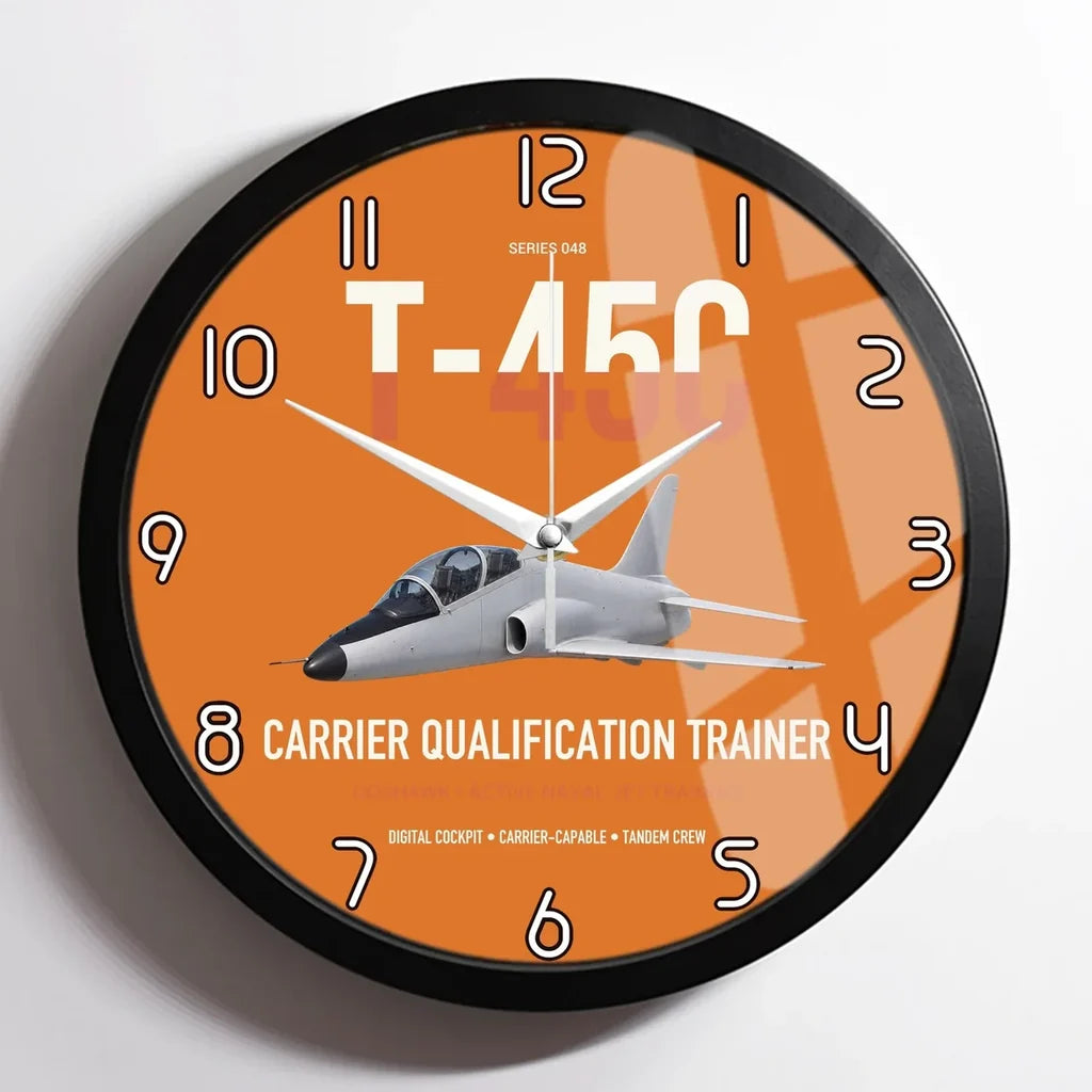T-45C Goshawk design on orange framed wall clock