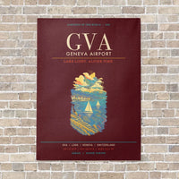 Thumbnail for Geneva Airport GVA - Canvas Framed - Dark Red