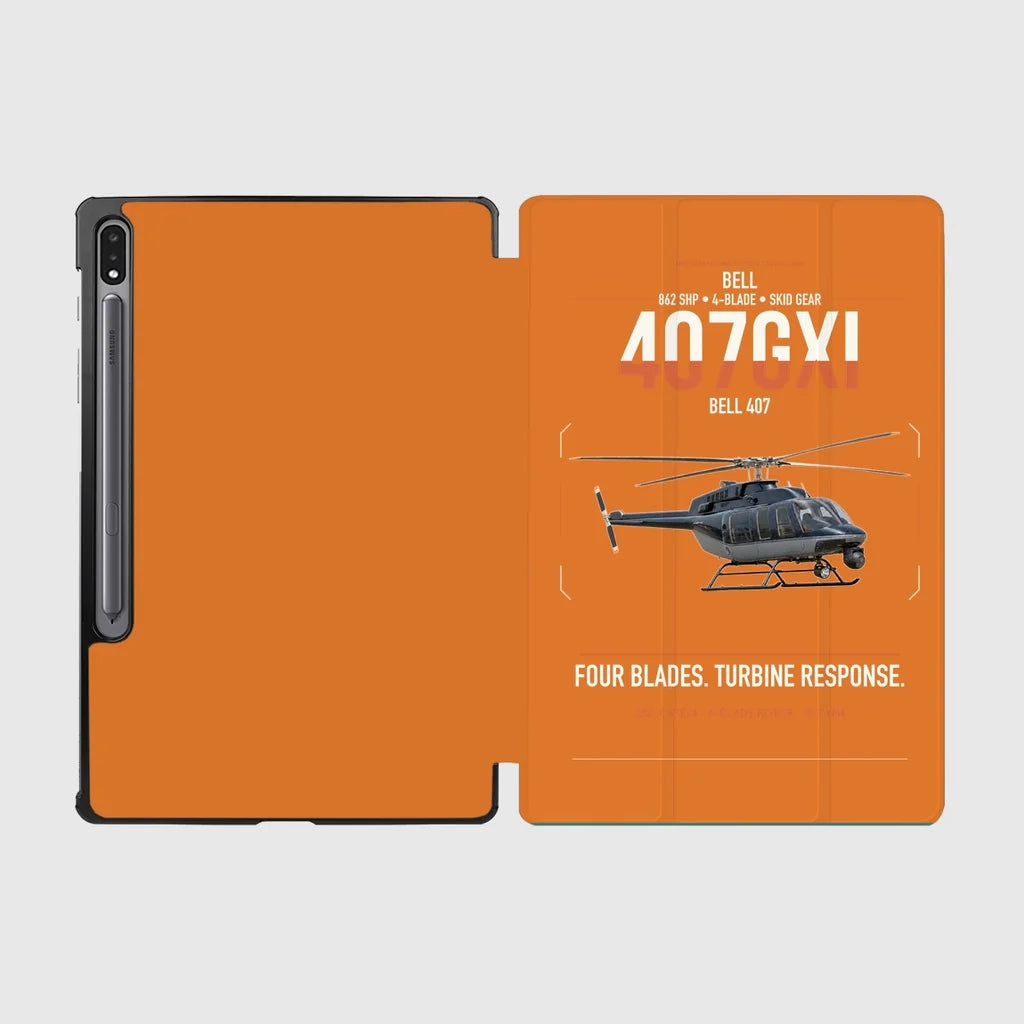 Bell 407GXi design on orange samsung tablet tablet case