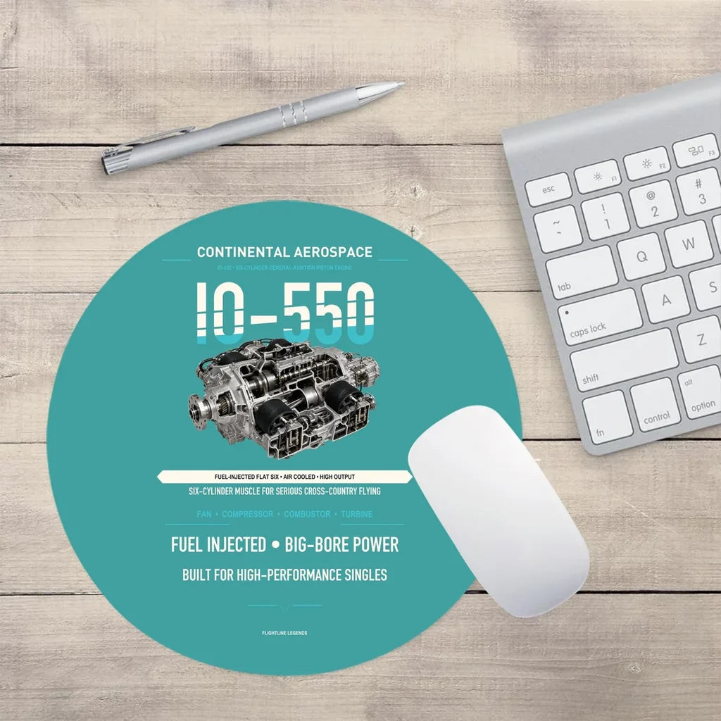 IO-550 design on turquoise round mouse pad