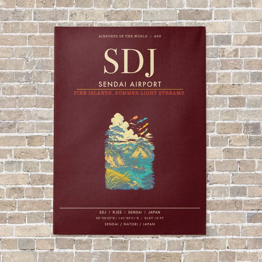 Sendai Airport SDJ - Canvas Framed - Dark Red