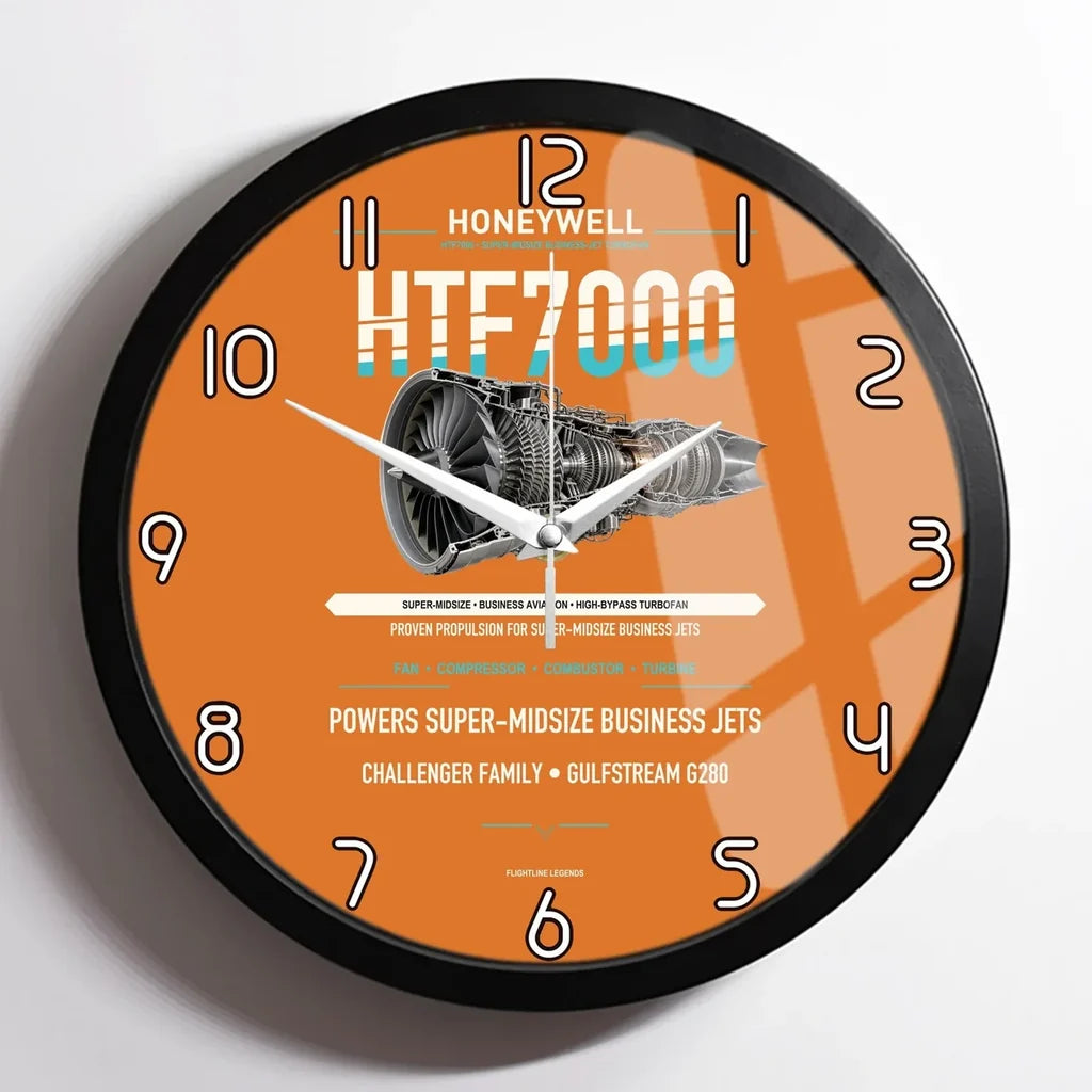 HTF7000 design on orange framed wall clock