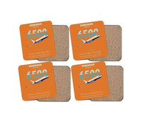 Thumbnail for Bombardier Global 6500 design on orange 4 pieces set coaster