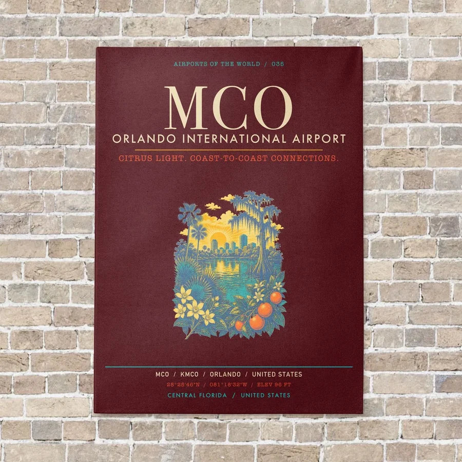 Orlando International Airport MCO - Canvas Framed - Dark Red