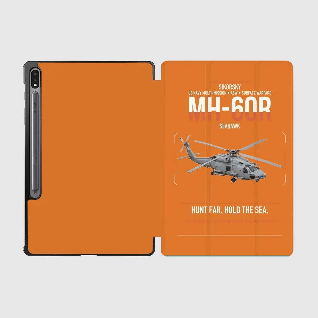 Sikorsky MH-60R Seahawk design on orange samsung tablet tablet case