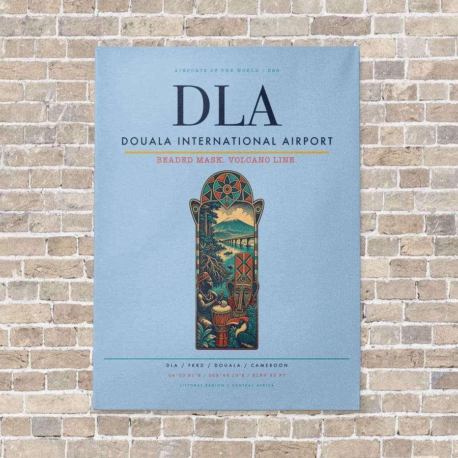 Douala International Airport DLA vertical canvas print - no frame - light blue background