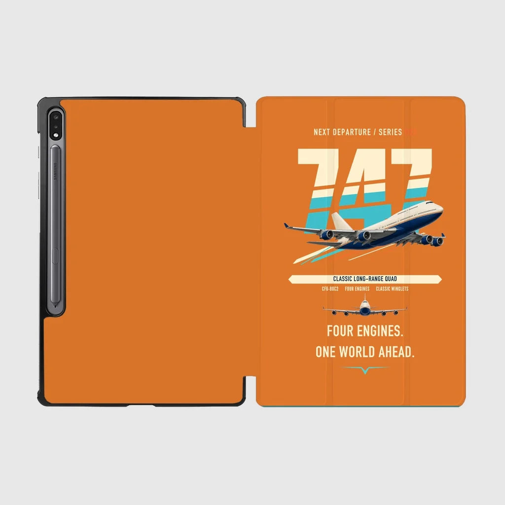 Boeing 747-400 design on orange samsung tablet tablet case
