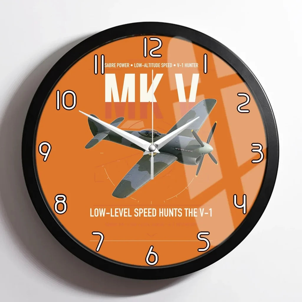 Hawker Tempest Mk V design on orange framed wall clock