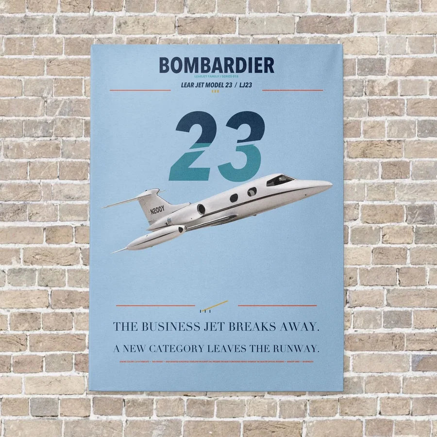 Bombardier Learjet 23 vertical canvas print - no frame - light blue background
