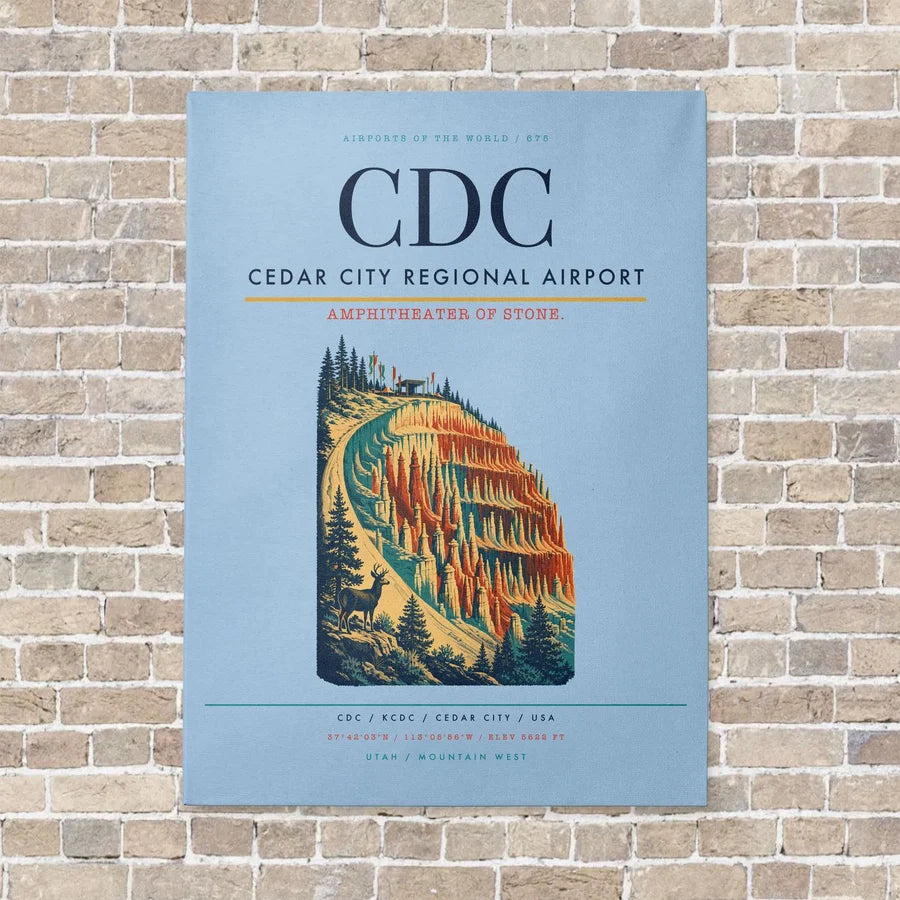 Cedar City Regional Airport CDC - Canvas No Frame - Light Blue