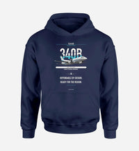Thumbnail for Saab 340B design on navy blue hoodie single side