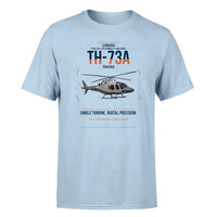 Thumbnail for Leonardo TH-73A Thrasher design on light blue t-shirt, single-side print