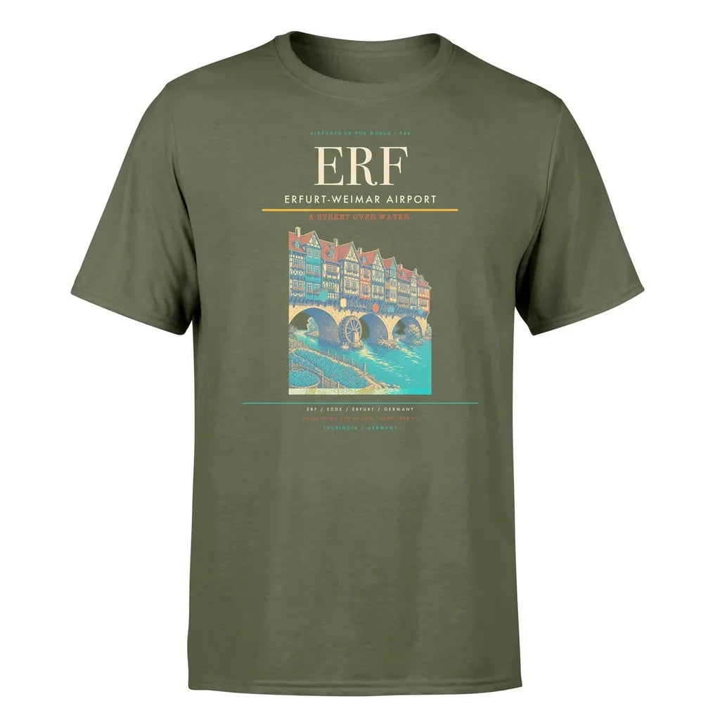 Erfurt-Weimar Airport (ERF) T-Shirt single-side front print in Green Army | erfurt-weimar-airport-erf-double-side-t-shirt