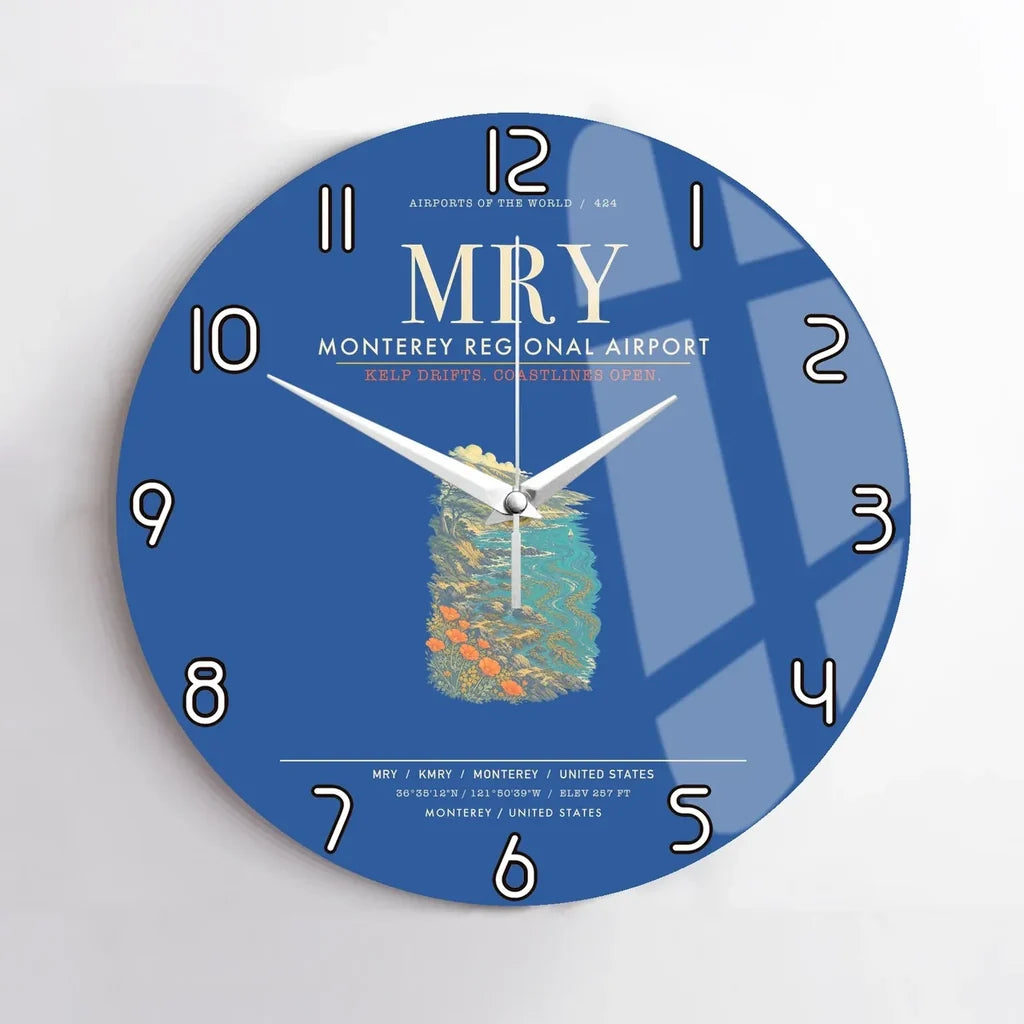 Monterey Regional Airport MRY Wall-Clock No-Frame - Blue