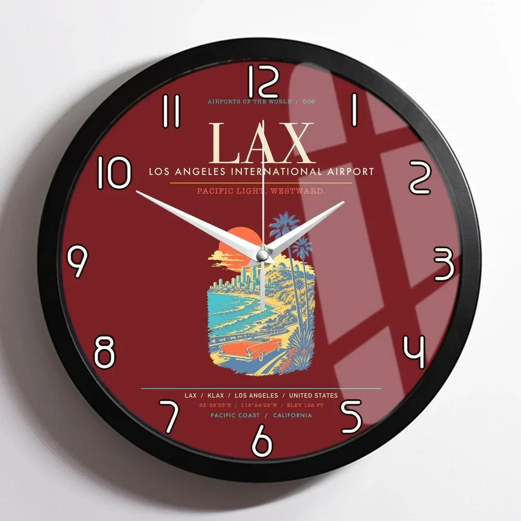 Los Angeles International Airport LAX Wall-Clock Framed - Dark Red
