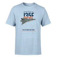 Thumbnail for Saab J 35F Draken design on light blue t-shirt, single-side print