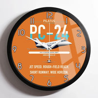 Thumbnail for Pilatus PC-24 design on orange framed wall clock