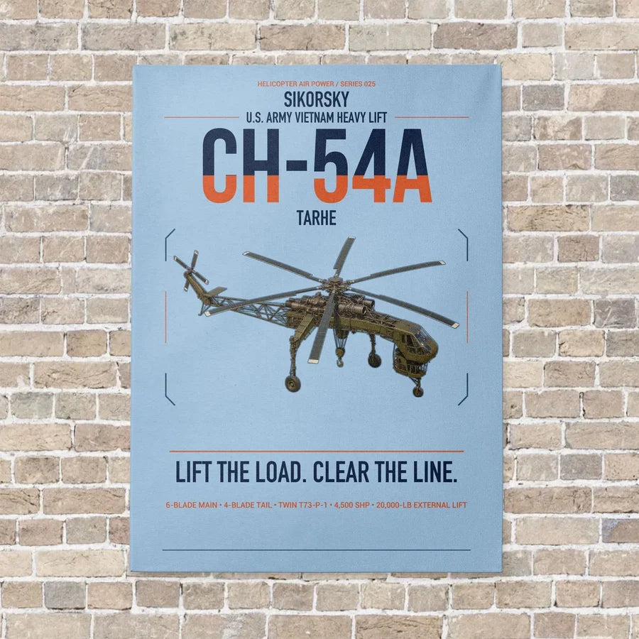 Sikorsky CH-54A Tarhe vertical canvas print - no frame - light blue background