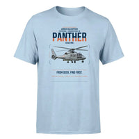 Thumbnail for Airbus Helicopters AS565 MBe Panther design on light blue t-shirt, single-side print