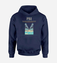 Thumbnail for Palm Beach International Airport (PBI) design on navy blue hoodie single-side print