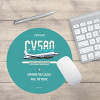 Thumbnail for Convair 580 design on turquoise round mouse pad