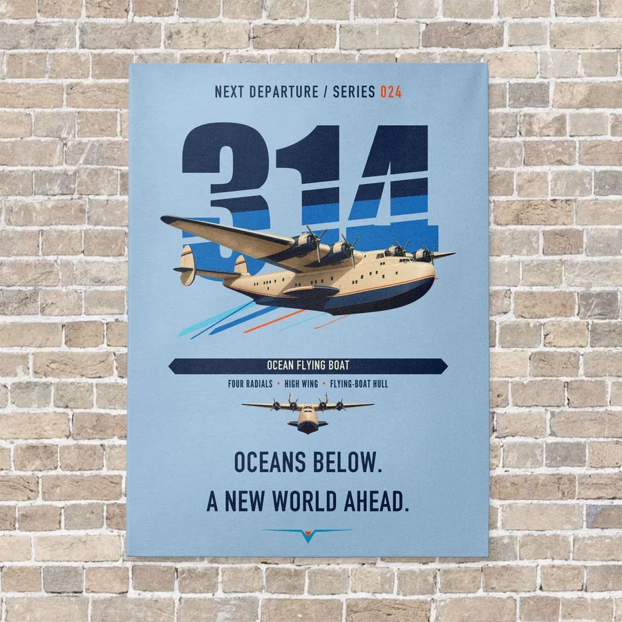 Boeing 314 Clipper vertical canvas print - no frame - light blue background