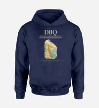 Thumbnail for Dubuque Regional Airport (DBQ) design on navy blue hoodie single-side print