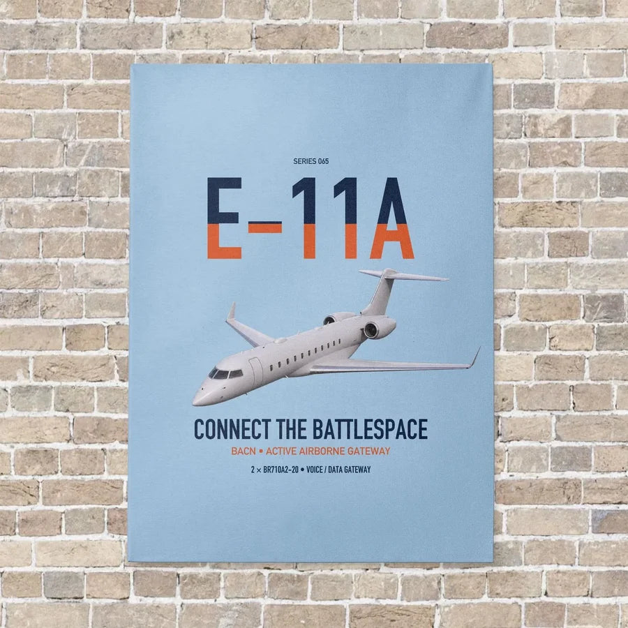 E-11A BACN vertical canvas print - no frame - light blue background