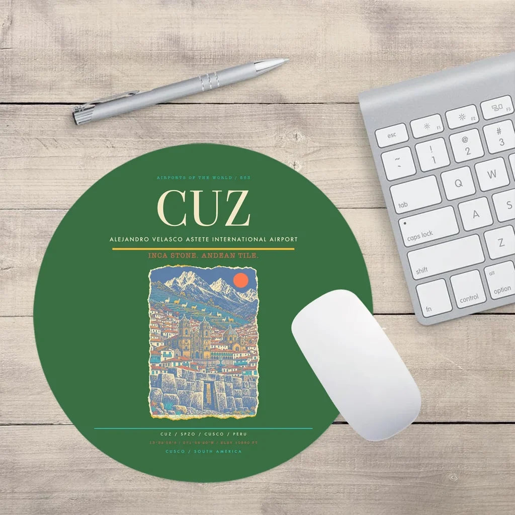 Alejandro Velasco Astete International Airport CUZ Mouse-Pad Round - Green