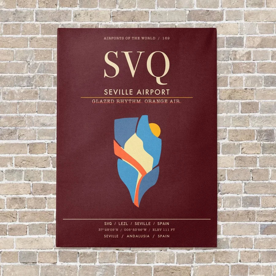 Seville Airport SVQ - Canvas Framed - Dark Red