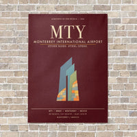 Thumbnail for Monterrey International Airport MTY - Canvas Framed - Dark Red