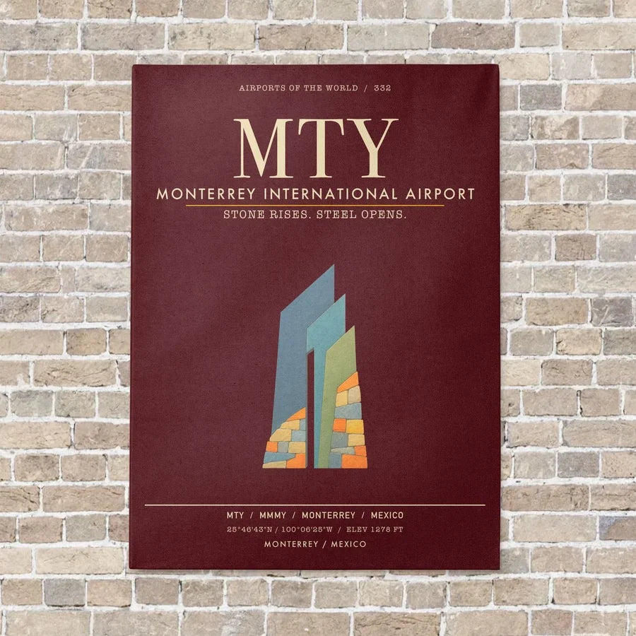 Monterrey International Airport MTY - Canvas Framed - Dark Red
