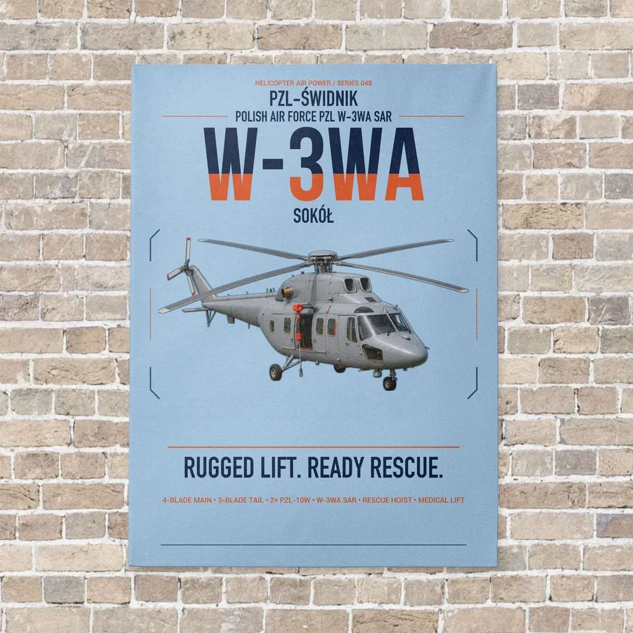 PZL-Świdnik W-3WA Sokół vertical canvas print - no frame - light blue background