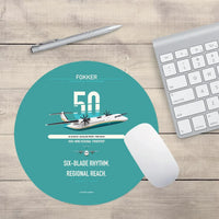 Thumbnail for Fokker 50 design on turquoise round mouse pad