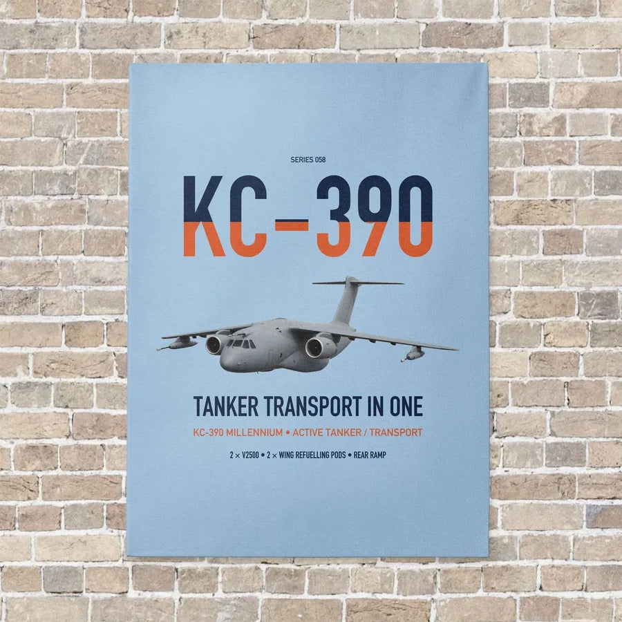 Embraer KC-390 Millennium vertical canvas print - no frame - light blue background