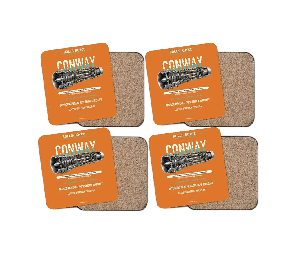 CONWAY design on orange 4 pieces set coaster