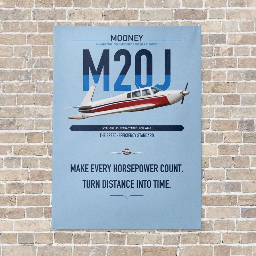 Mooney M20J 201 vertical canvas print - no frame - light blue background