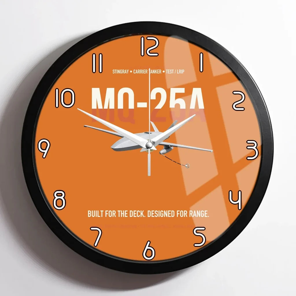 MQ-25A STINGRAY design on orange framed wall clock