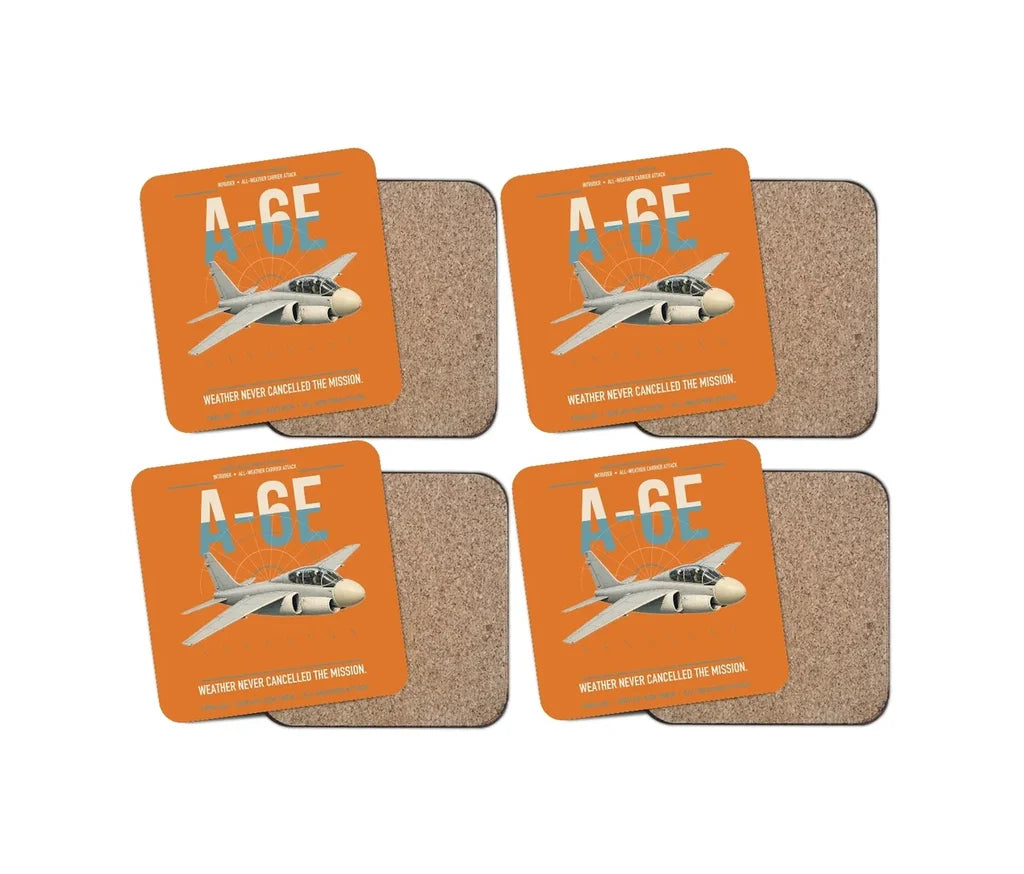 A-6E Intruder design on orange 4 pieces set coaster