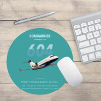 Thumbnail for Bombardier Challenger 604 design on turquoise round mouse pad