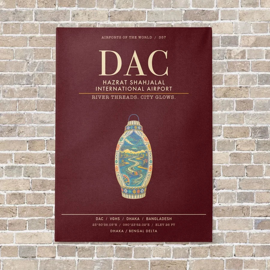 Hazrat Shahjalal International Airport Dhaka DAC - Canvas Framed - Dark Red
