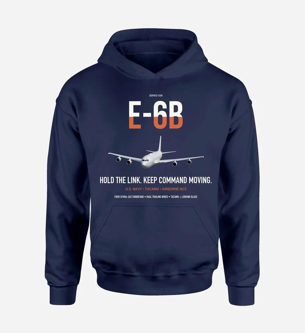 E-6B Mercury design on navy blue double-side hoodie, single-side print