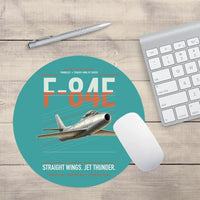 Thumbnail for F-84E Thunderjet design on turquoise round mouse pad
