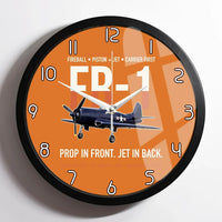 Thumbnail for FR-1 Fireball Prop in Front Jet in Back design on orange framed wall clock
