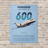 Thumbnail for Bombardier Challenger 600 vertical canvas print - no frame - light blue background