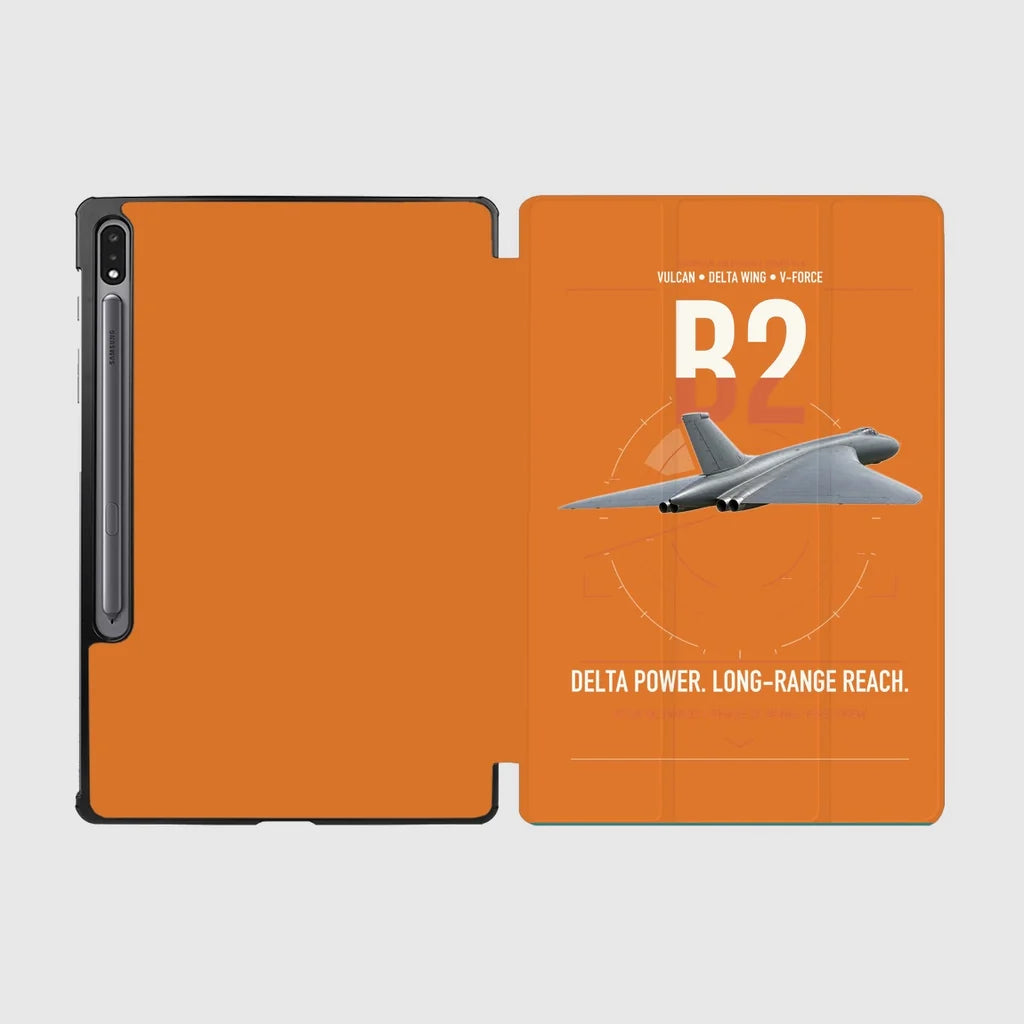 Avro Vulcan B2 design on orange samsung tablet tablet case