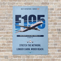 Thumbnail for Embraer E195 vertical canvas print - no frame - light blue background