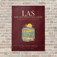 Thumbnail for Harry Reid International Airport Las Vegas LAS - Canvas Framed - Dark Red