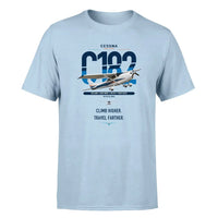 Thumbnail for Cessna 182 Skylane design on light blue t-shirt, single-side print